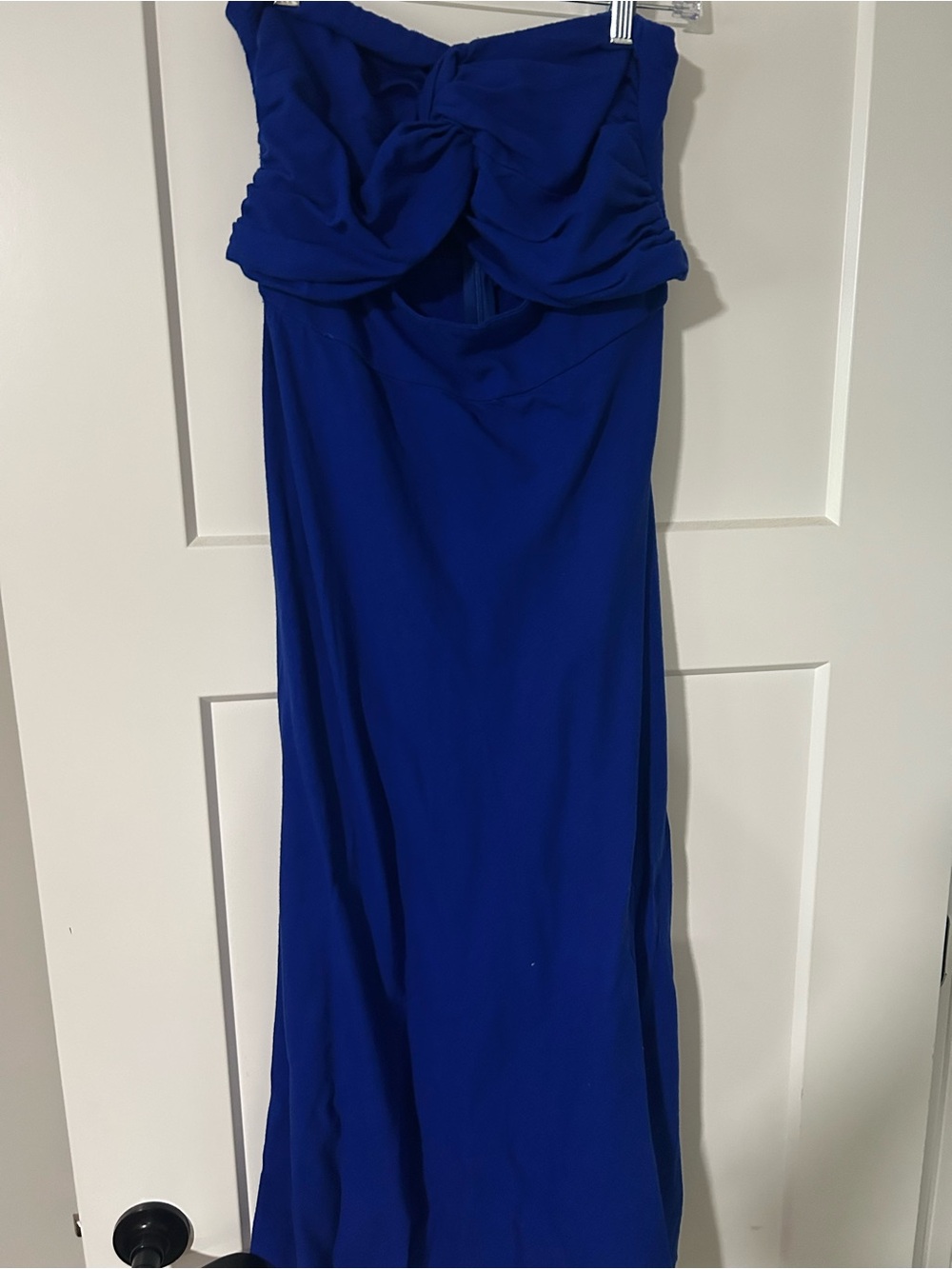 Trixxi Strapless Twist-Front Maxi Dress in Royal Blue